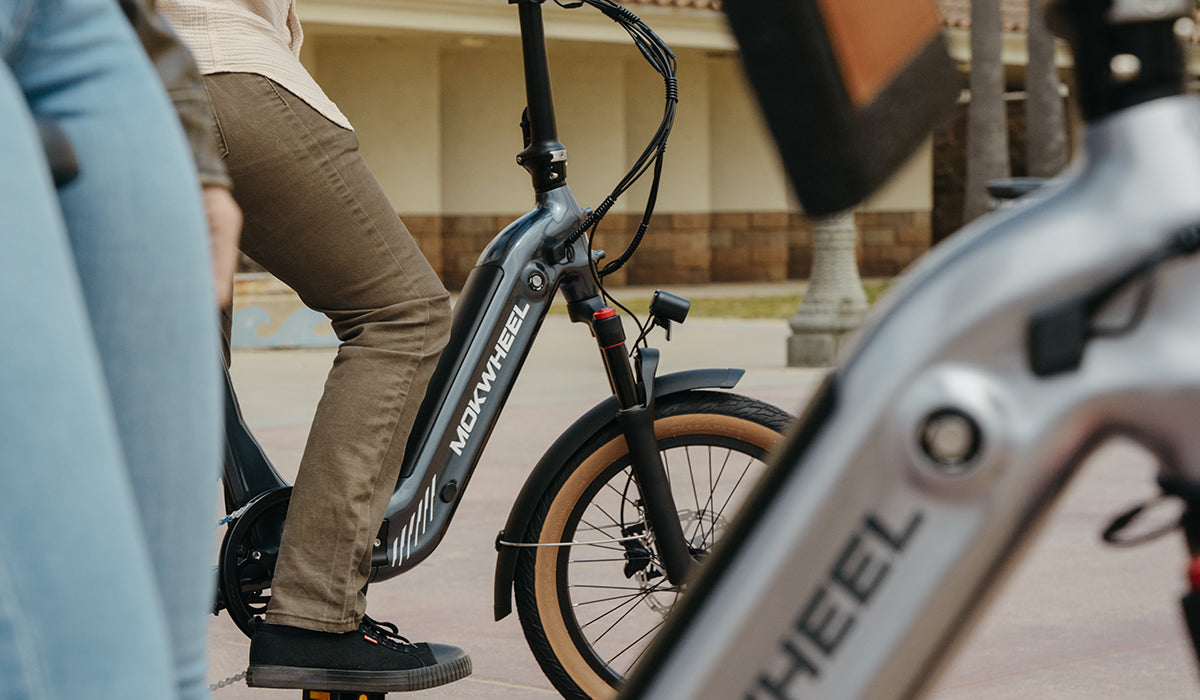 Mokwheel folding ebike with lightweight 6061 aluminum frame for easy folding and compact storage