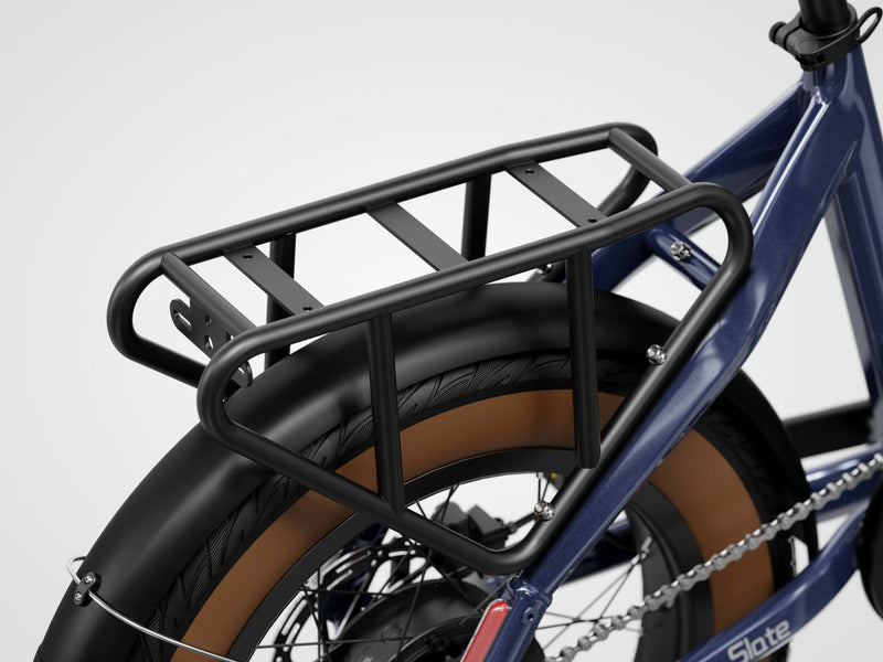 Mokwheel folding ebike with streamlined rear rack complementing its elegant design