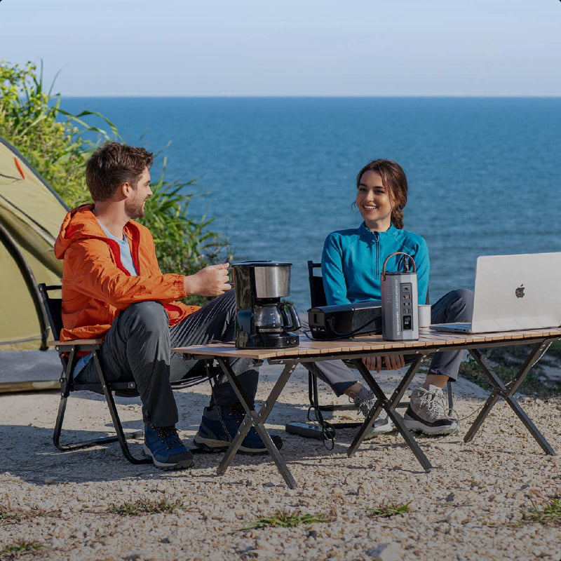 Solar panel kit with inverter designed for outdoor campouts, delivering off-grid power for camping essentials.