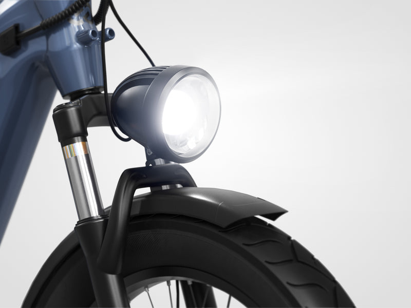 Mokwheel folding ebike with integrated wide-angle LED headlight for clear visibility in all conditions