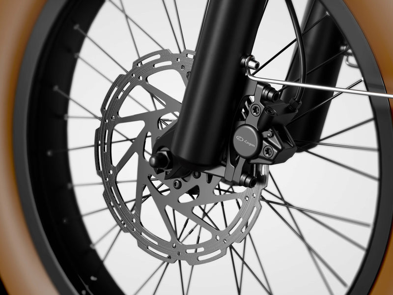 Mokwheel folding ebike with hydraulic disc brakes for millisecond response and precise, safe stopping