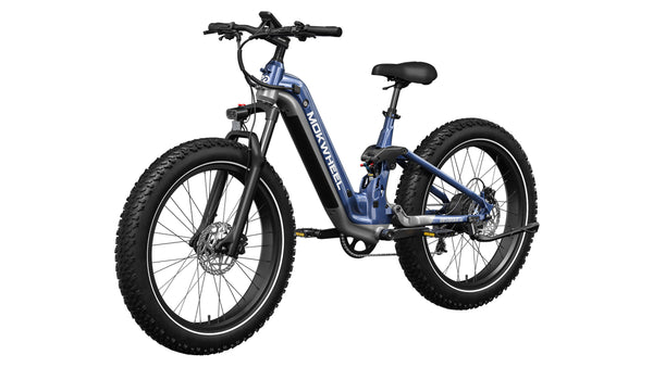 Blue and Grey Obsidian ST | Full Suspension Step Through Ebike | Mokwheel