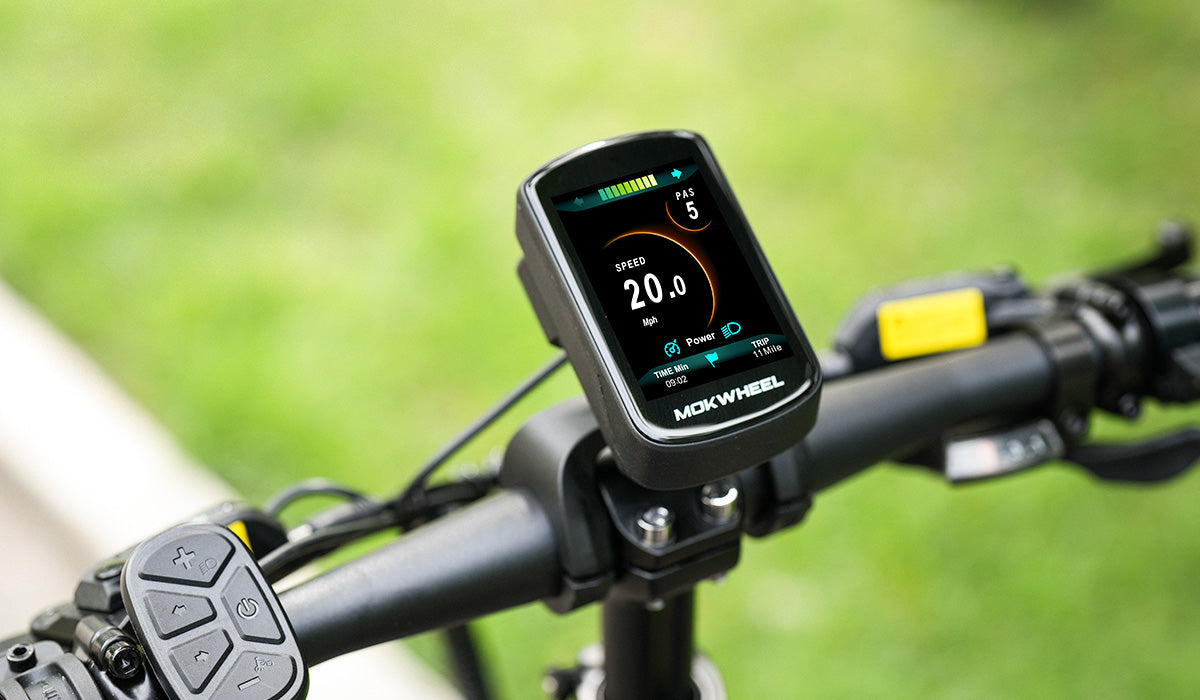Mokwheel folding ebike with detachable HD display for safe, power-cut parking and clear ride data anytime