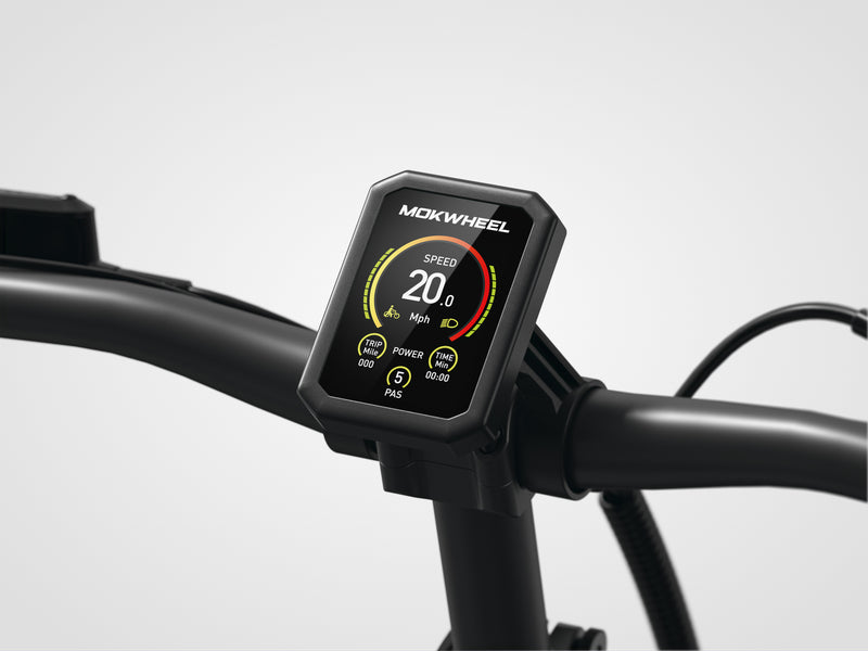 Mokwheel folding ebike with HD display for clear ride data visibility day and night