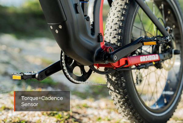 Mokwheel electric mountain bike with torque and cadence sensors for responsive and smooth pedal assist