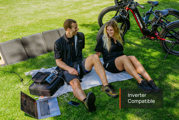 Mokwheel electric mountain bike compatible with inverter charging for flexible power options
