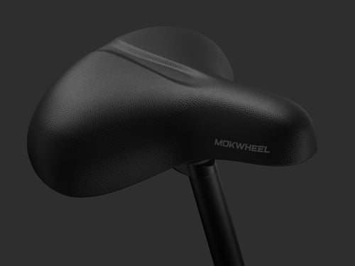 Extra-thick comfort seat with memory foam on Mokwheel e-bike for fatigue-free rides