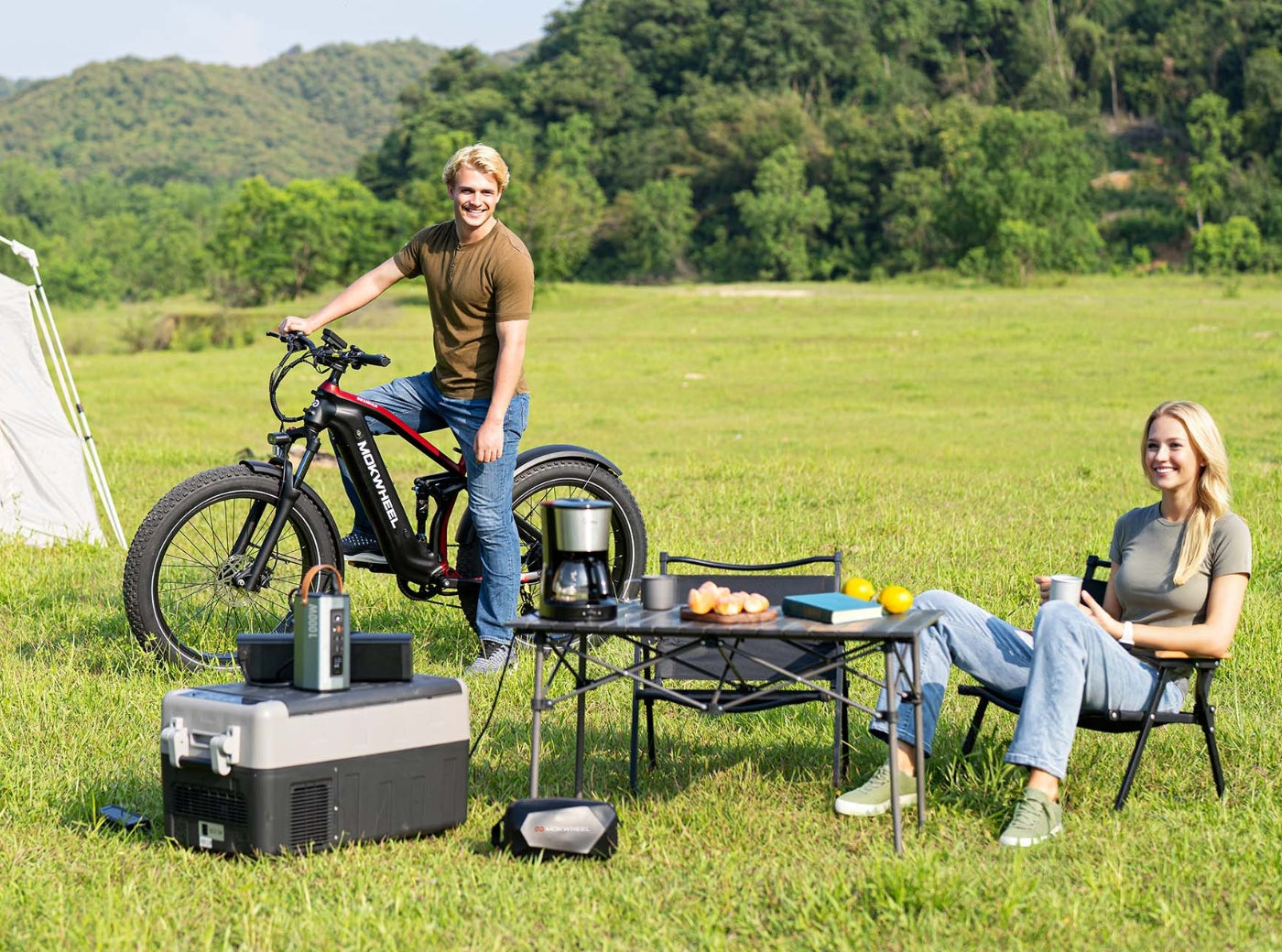 Solar inverter delivering portable charging support for electronics during a short leisure ride outdoors.