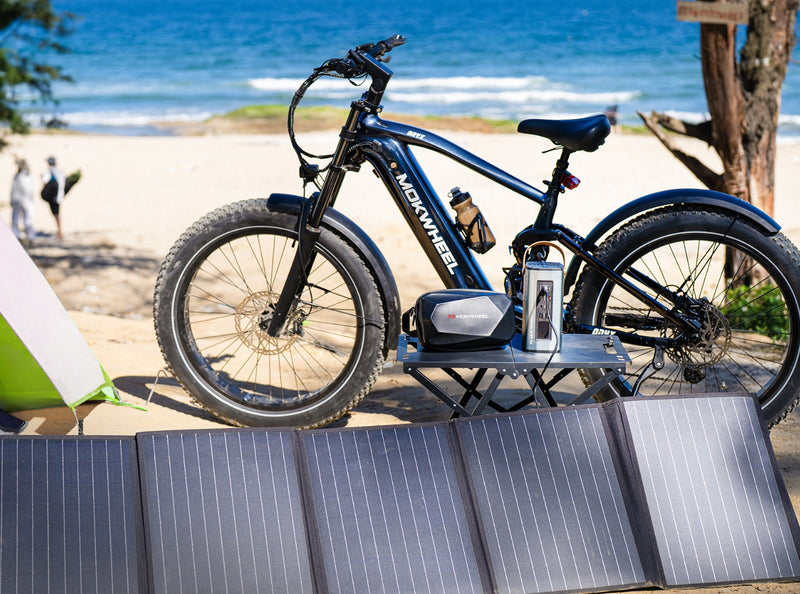 Solar panel kit with inverter delivering reliable energy for camping gear on long cycling adventures.