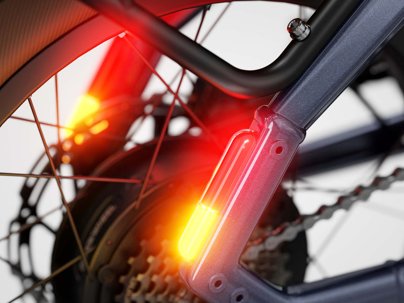 Mokwheel folding ebike with integrated turn signal taillight for clear, high-intensity visibility and safer rides