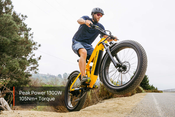 Mokwheel electric mountain bike with peak 1300W motor and 105Nm+ torque for powerful performance