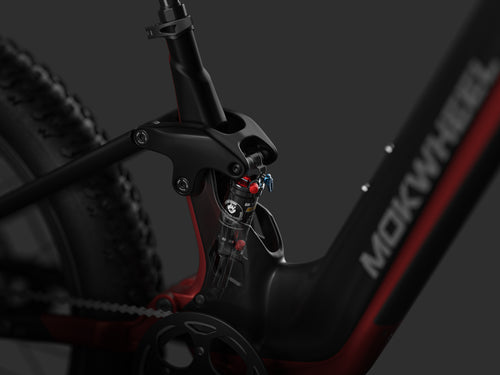 Mokwheel Ebike with Pro 50mm Mid-Mounted Air Shock â Enhanced Stability and Comfort on Rough Terrain