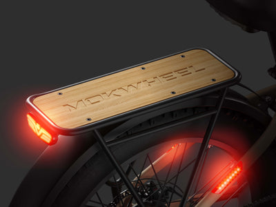 Mokwheel ebike with rear rack and fender for convenient commuting and reliable cargo support