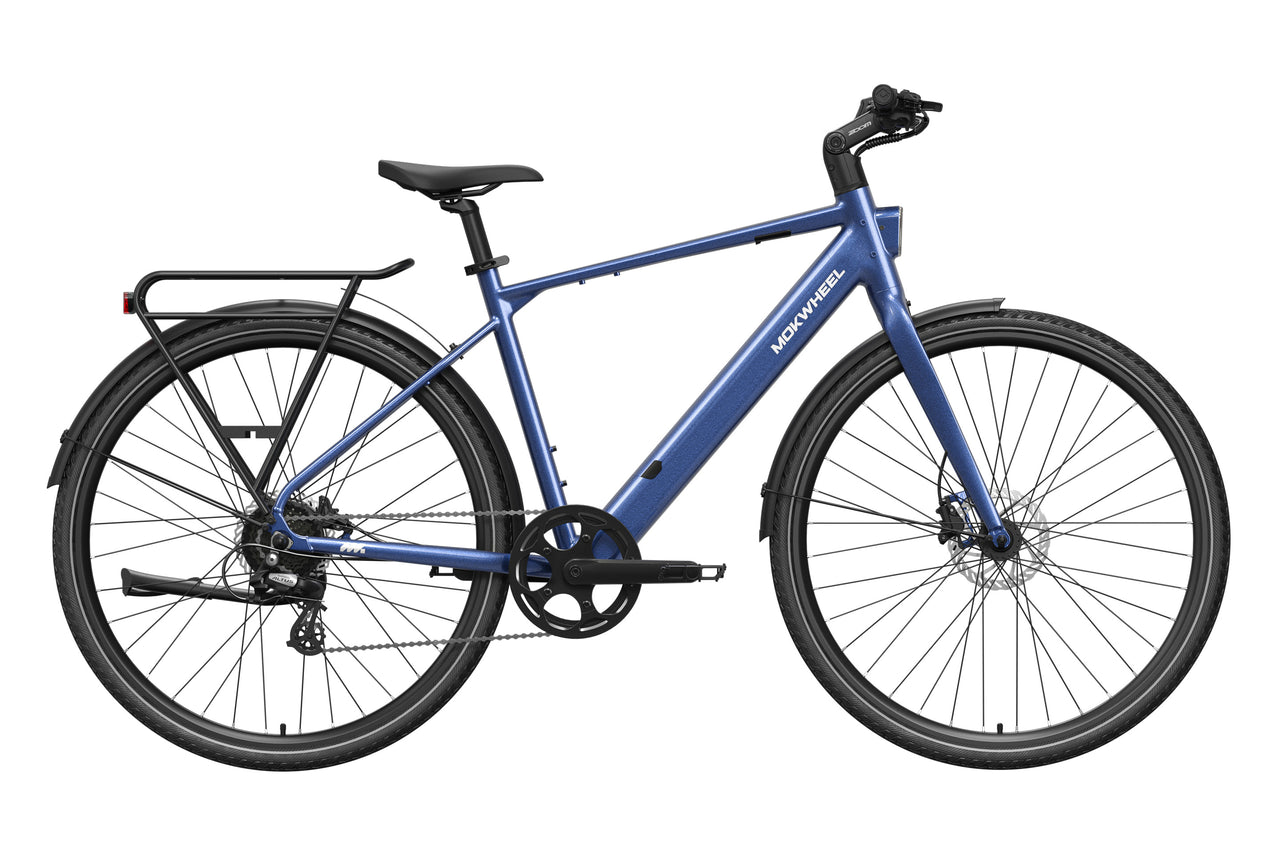Steel Blue FLINT | Lightweight City Electric Bike for Urban Commuters | Mokwheel