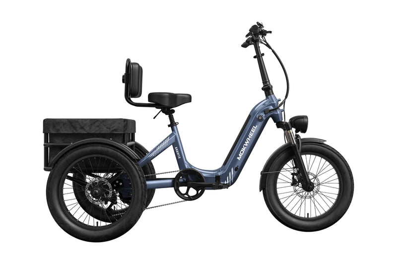 Steel Blue Granite | Folding Adult Electric Tricycle & Trike | Mokwheel