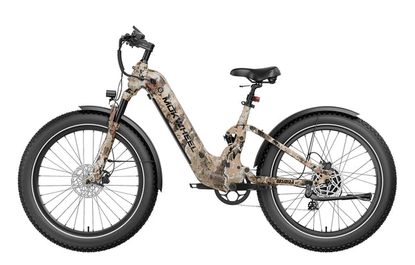 Desert Camo Obsidian ST | Full Suspension Step Through Ebike | Mokwheel
