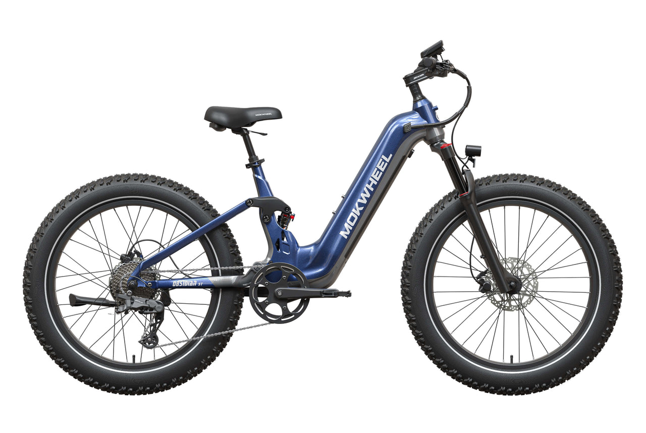 Blue and Grey Obsidian ST 2.0 | Womens Electric Mountain Bike | Mokwheel Ebike