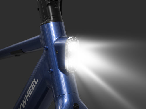 Flint lightweight chain-drive e-bike with frame-integrated headlight for safe city rides