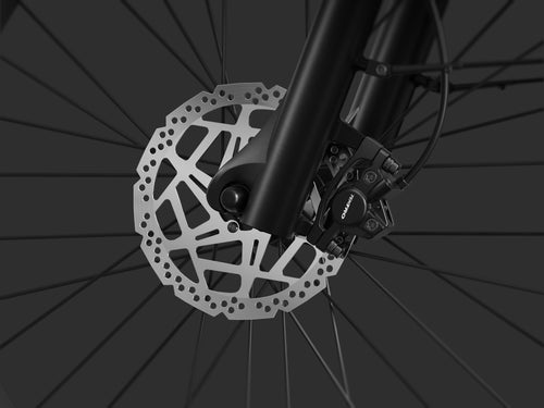 Hydraulic disc brakes for instant stopping power on Mokwheel e-bikes - precise control in all conditions