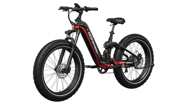Black and Red Obsidian ST | Full Suspension Step Through Ebike | Mokwheel