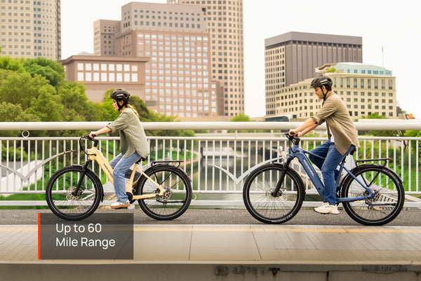 Up to 60 miles of range City electric bike—designed for urban commuting with reliable battery performance.