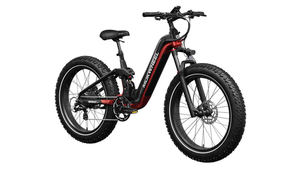 Black and Red Obsidian ST | Full Suspension Step Through Ebike | Mokwheel