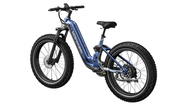 Blue and Grey Obsidian ST | Full Suspension Step Through Ebike | Mokwheel