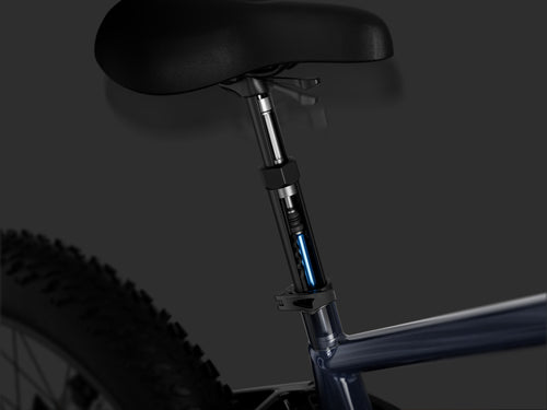 One-button seat post adjustment ensures the perfect saddle height for smooth and comfortable rides