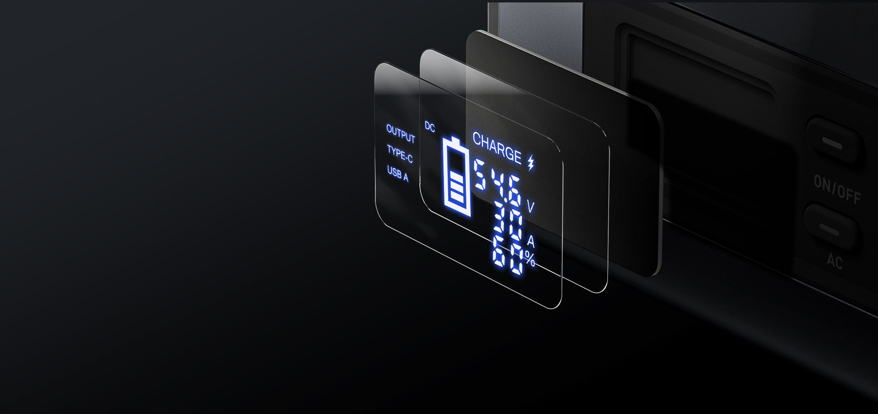 Solar inverter equipped with high-definition display to track solar charging and device output in real time.