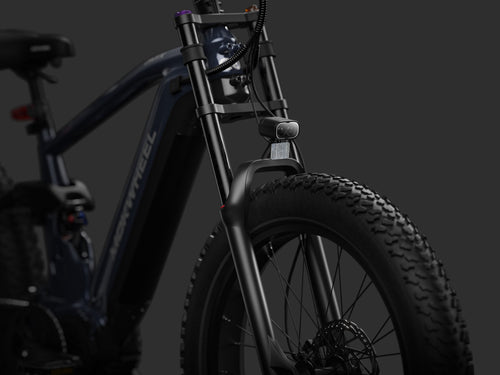 Customizable rebound suspension with dual-crown design, ensuring smooth shock absorption and solid control on rough terrain