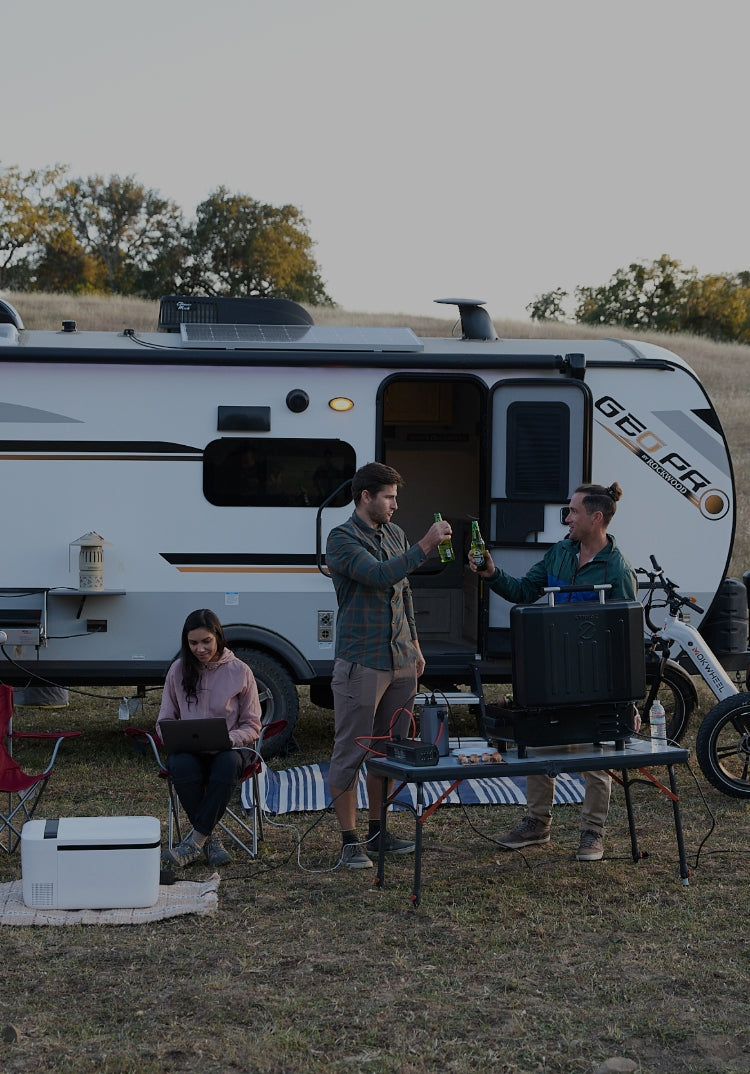 Solar panel kit with inverter delivering reliable energy for camping gear on long cycling adventures.