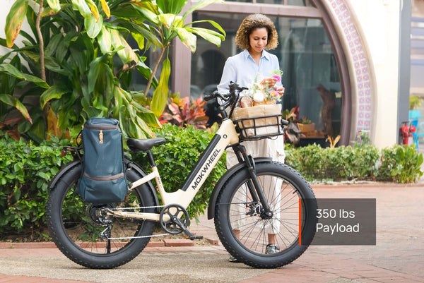Mokwheel adult electric bike with 350 lbs payload capacity for heavy-duty everyday use