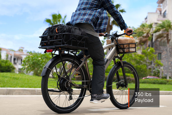 Mokwheel commuter e-bike carrying 350lbs load (adult+child+work gear) stability test