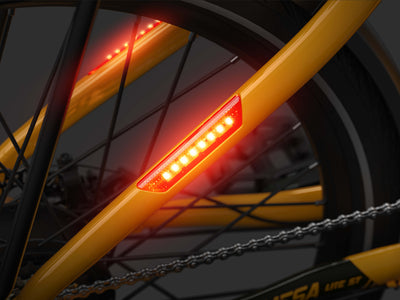 Close-up of Mokwheel's taillight with pressure-sensitive 60-lumen LED array